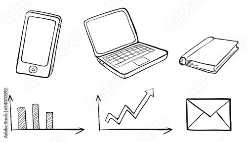 A doodle set of the different gadgets