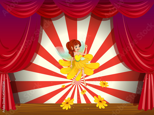 A flower pixie at the stage