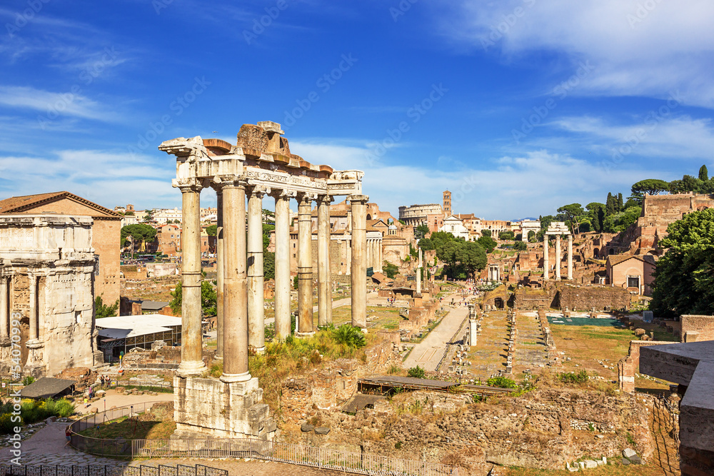 view of Forum romanum in Rome. Italy.