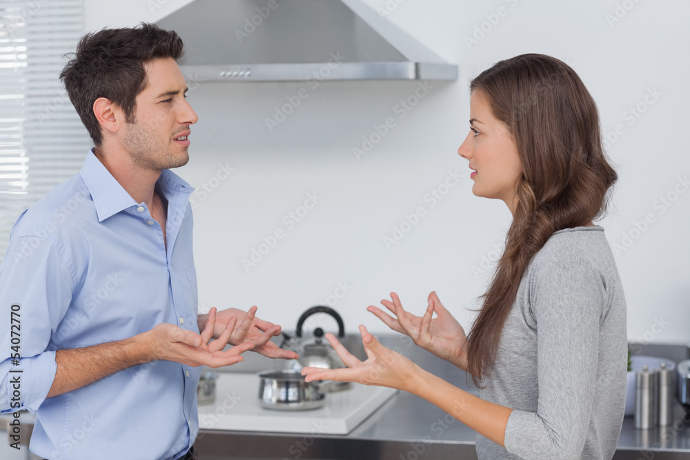 Couple quarreling in the kitchen Couple quarreling in the kitchen