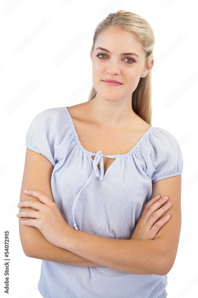 Smiling woman crossing her arms Smiling woman crossing her arms