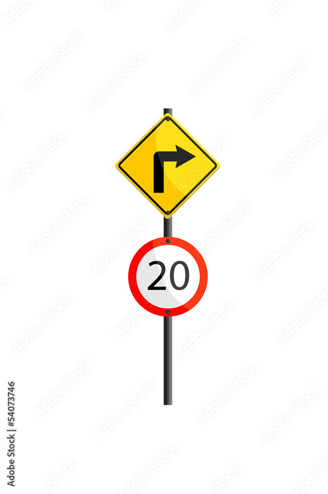 Vector yellow black traffic sign isolated on white background Vector yellow black traffic sign isolated on white background