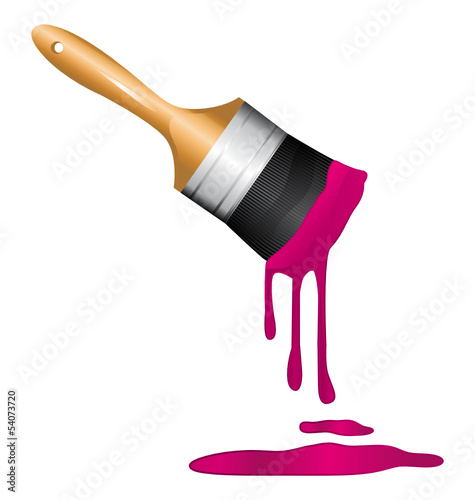 Brush dipped in pink paint