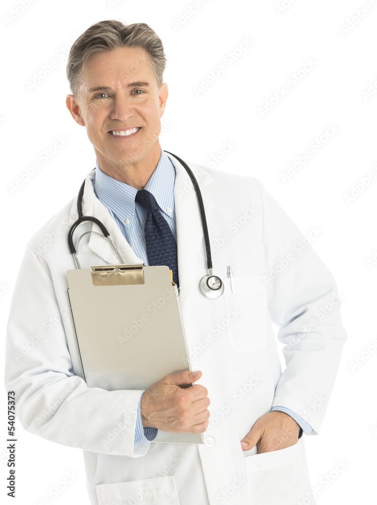 Portrait Of Happy Male Doctor Holding Clipboard Portrait Of Happy Male Doctor Holding Clipboard