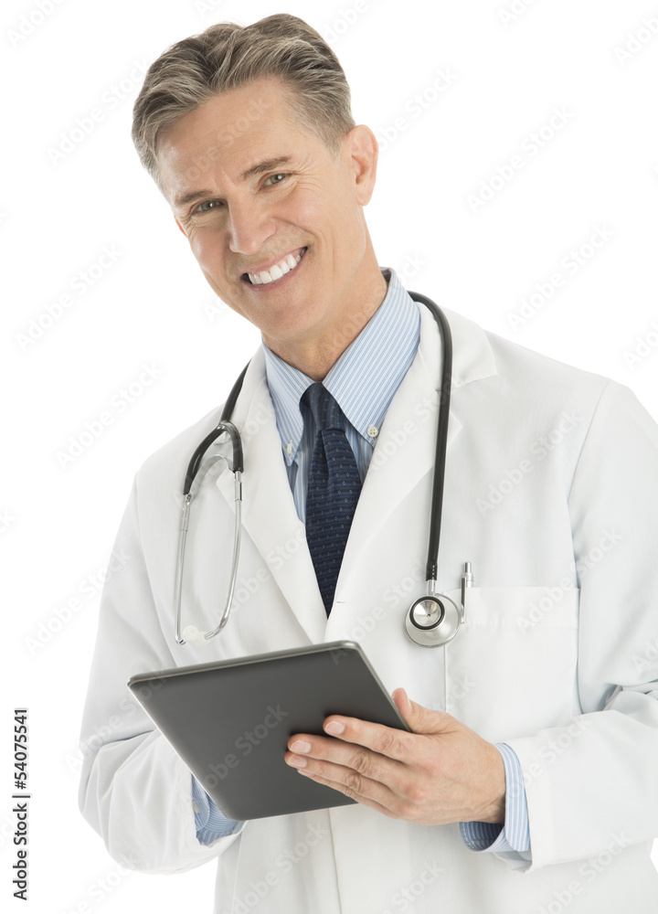 Portrait Of Happy Male Doctor Holding Digital Tablet Portrait Of Happy Male Doctor Holding Digital Tablet