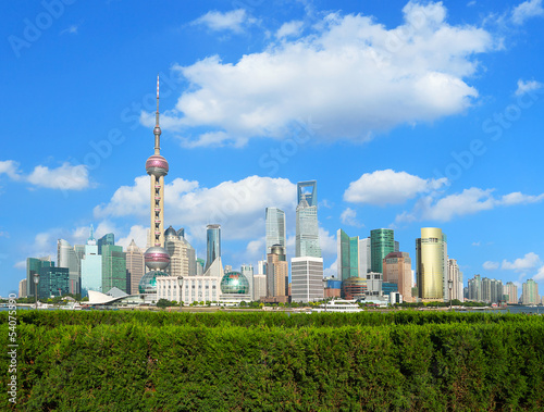 Lujiazui Finance&Trade Zone of Shanghai landmark skyline at city © Aania
