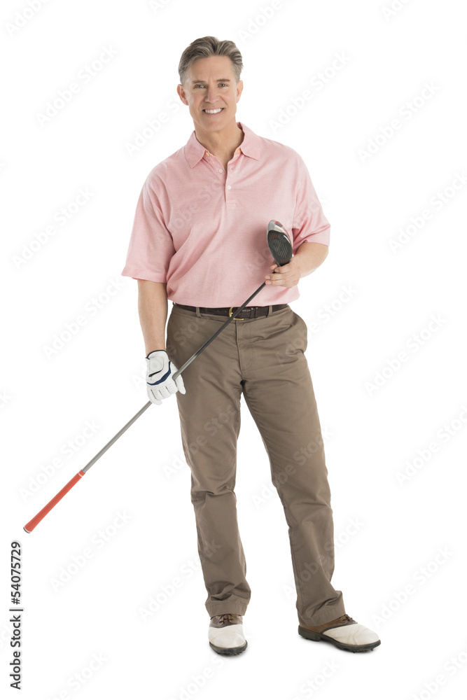 Portrait Of Happy Man Holding Golf Club Portrait Of Happy Man Holding Golf Club