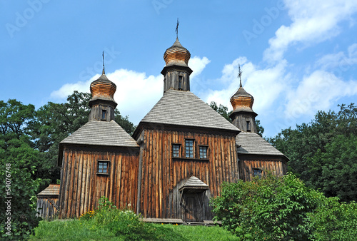 Antique wooden church at Pirogovo, Kiev, Ukraine