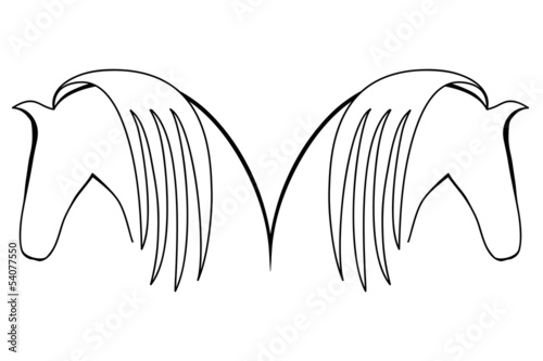 silhouettes of two horses