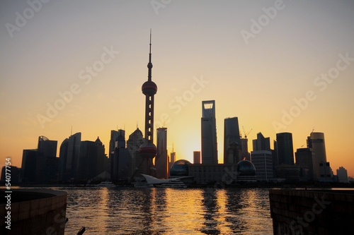 Lujiazui Finance Trade Zone of Shanghai  at New landmark skyline