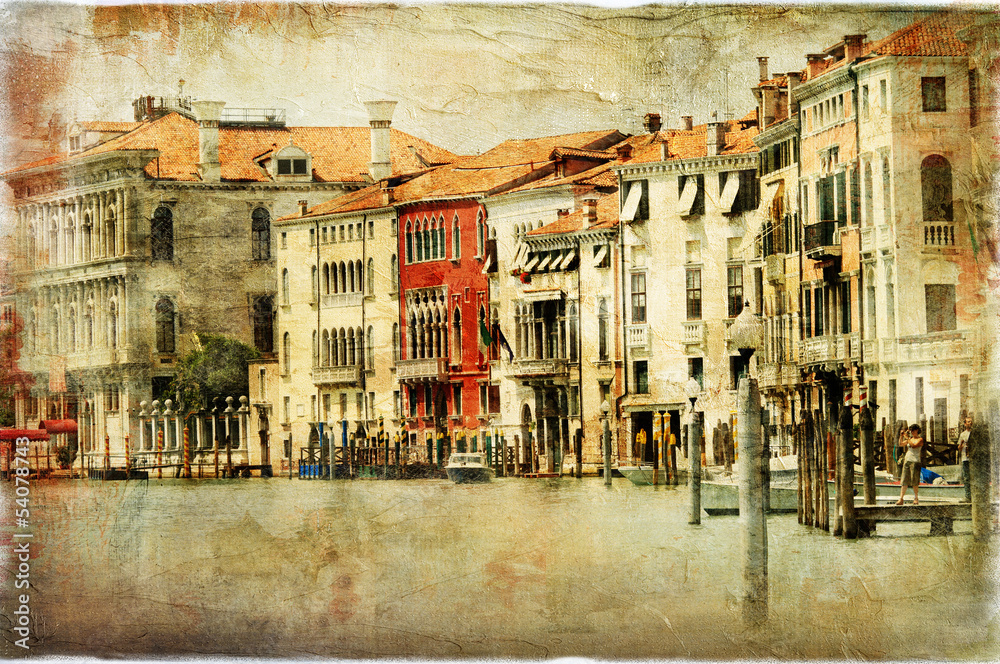 Naklejka premium Venice, artwork in painting style