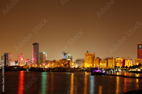 Beautiful illuminated Al Fateh Highway Highrise buildings