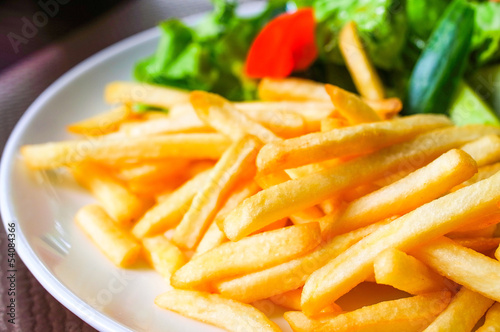 Golden French fries potatoes
