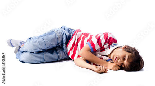 Child sleeping, isolated on white background © starsstudio