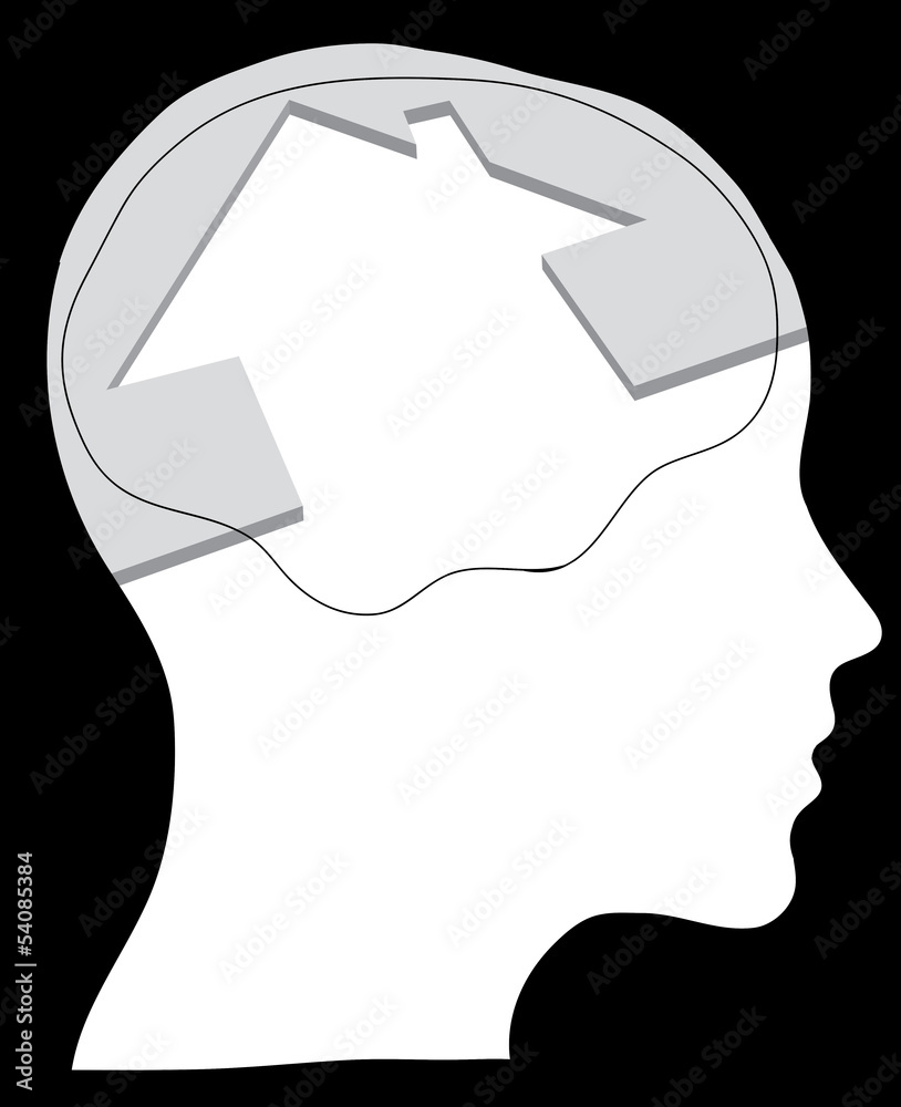 A concept for Dream Home, where Thinking head silhouette is show A concept for Dream Home, where Thinking head silhouette is show