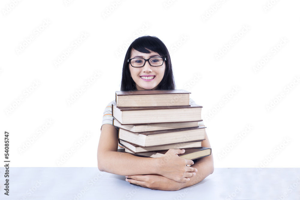 Female college student isolated on white Female college student isolated on white