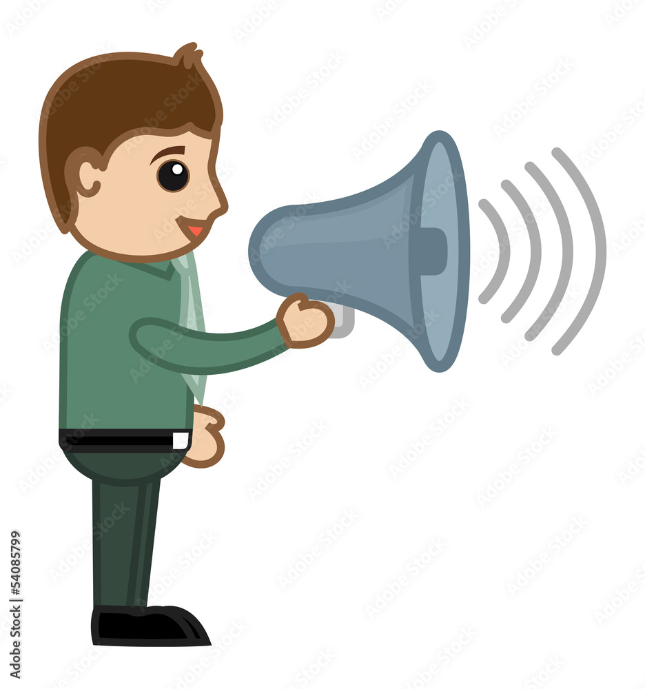 Announcing - Vector Illustration Office Cartoon Character Announcing - Vector Illustration Office Cartoon Character