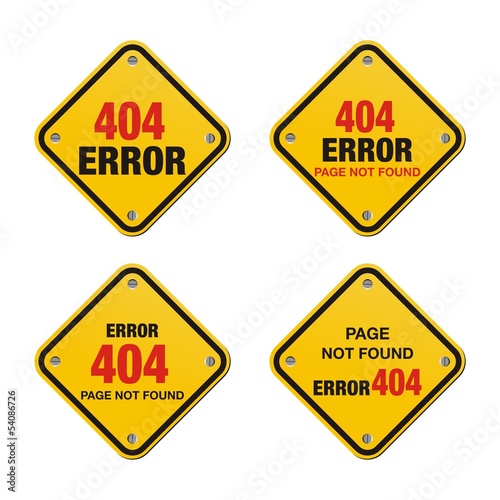 error 404 yellow signs