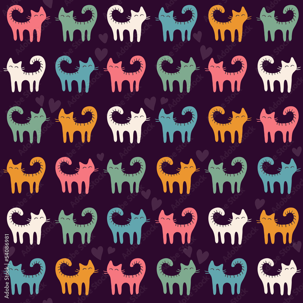 Obraz premium Funny pattern with cats