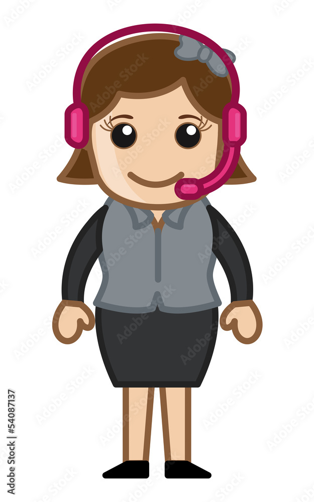 Helpline Concept - Woman with Headphone - Vector Illustration Helpline Concept - Woman with Headphone - Vector Illustration