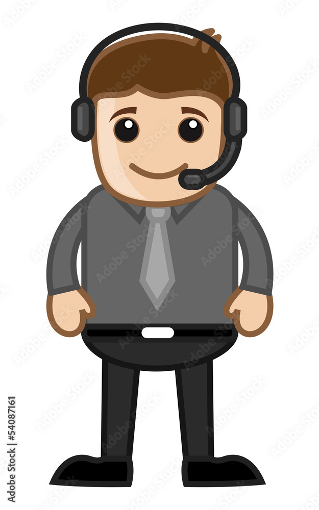 Man with Headphone - Helpline Concept - Vector Illustration Man with Headphone - Helpline Concept - Vector Illustration
