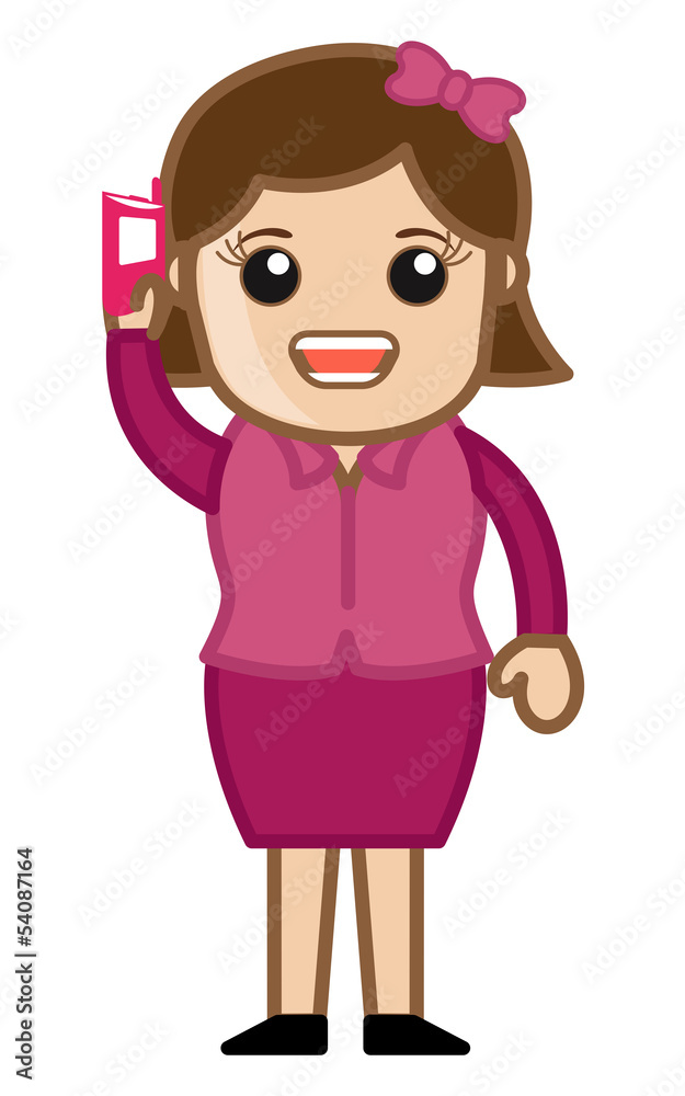 Cartoon Girl Talking Over Mobile Phone Cartoon Girl Talking Over Mobile Phone