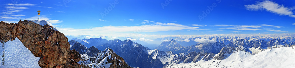 Panorama view from Zugspitze top of Germany