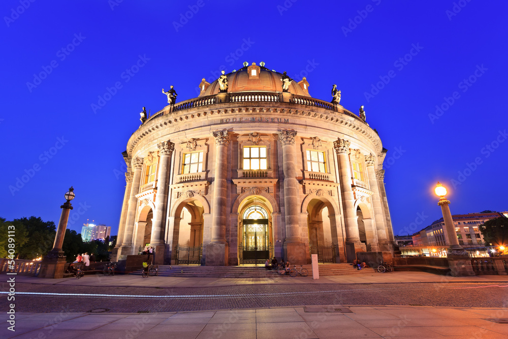 Naklejka premium night view of Bode Museum on museum island, Berlin