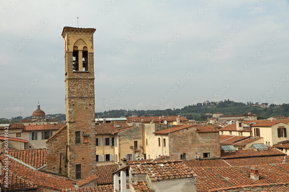 florentine landscape  with belfry of the Holy Trinity church