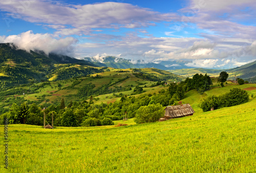 Evening landscape in the mountains. Ukraine.