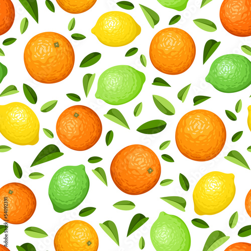Seamless background with citrus fruits. Vector illustration.