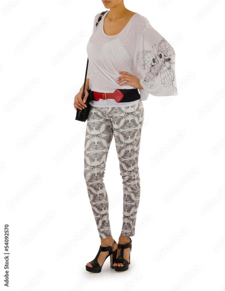 Naklejka premium Woman in fashion concept on white