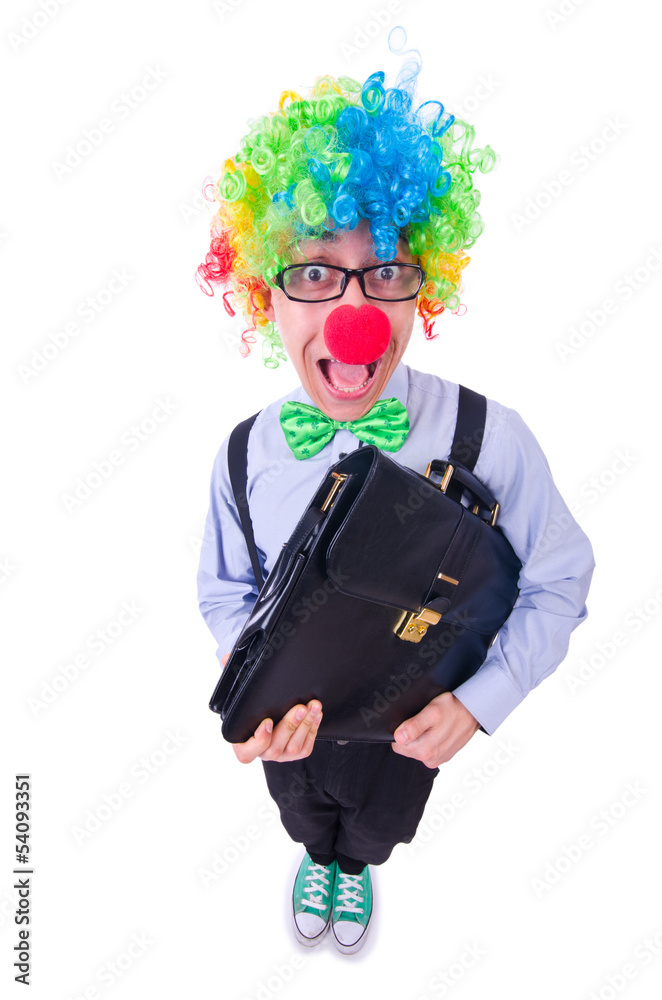 Fototapeta premium Clown businessman isolated on white