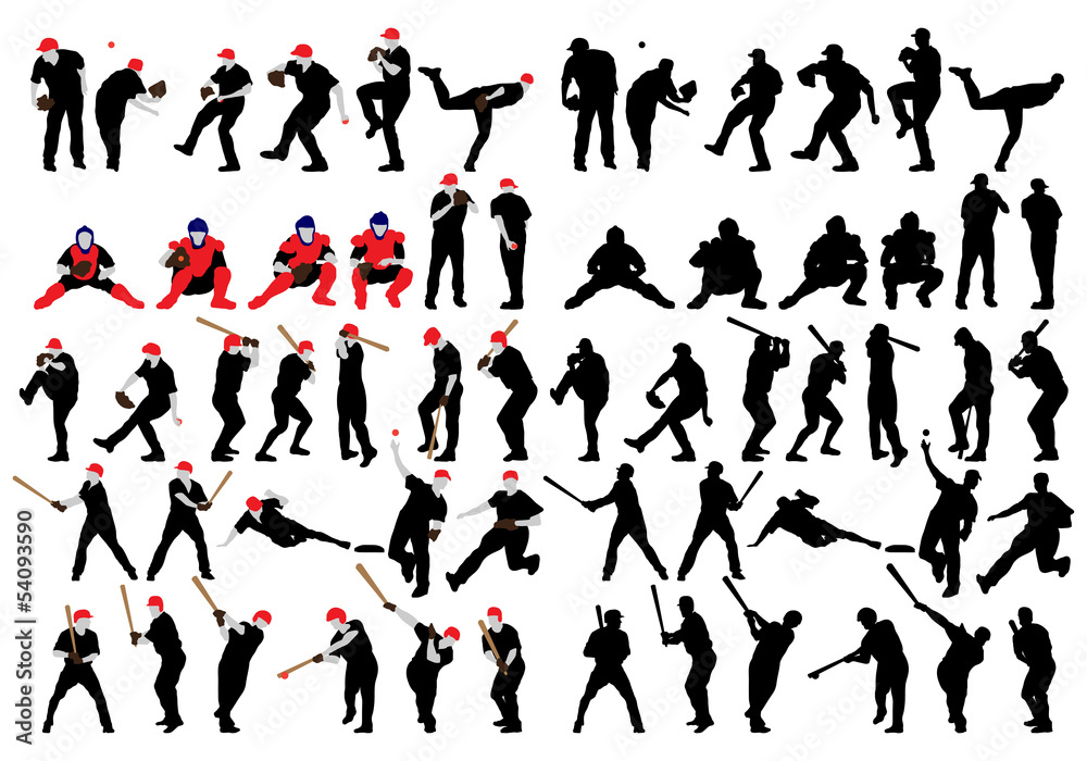 baseball silhouette set