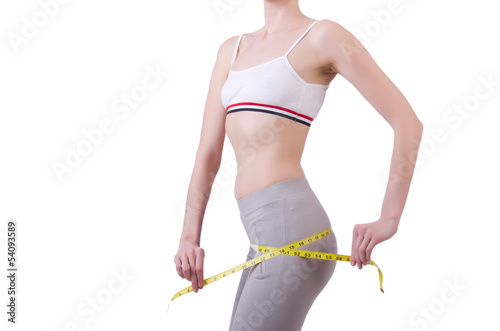 Young girl with centimeter in dieting concept