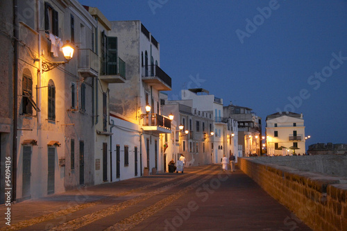 Alghero by night in sardinia, Italy