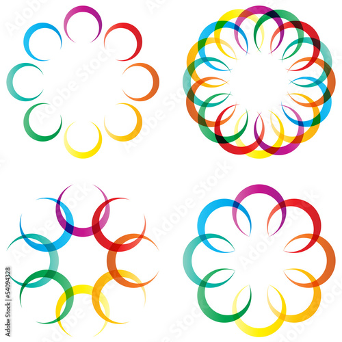 set of abstract crescent shapes, icons