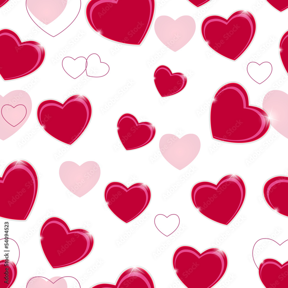 Happy Valentines Day seamless pattern background with heart. Vec
