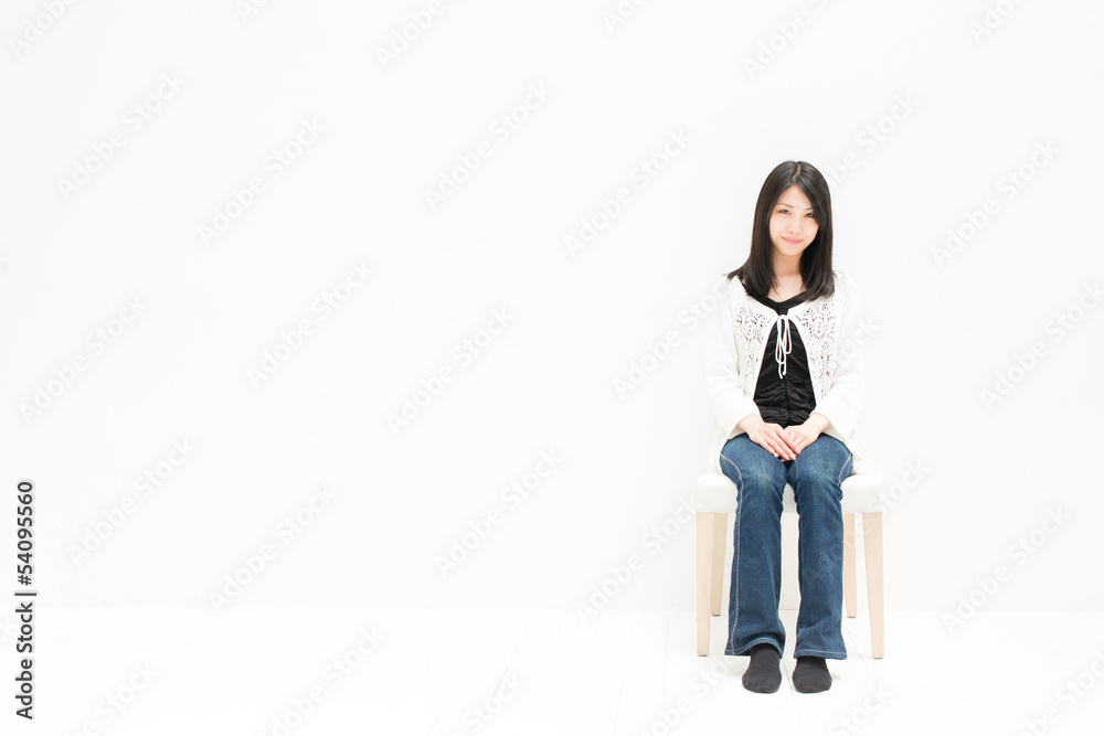 attractive asian woman in white room attractive asian woman in white room