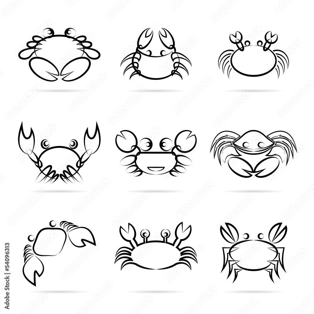 Set of vector crab icons