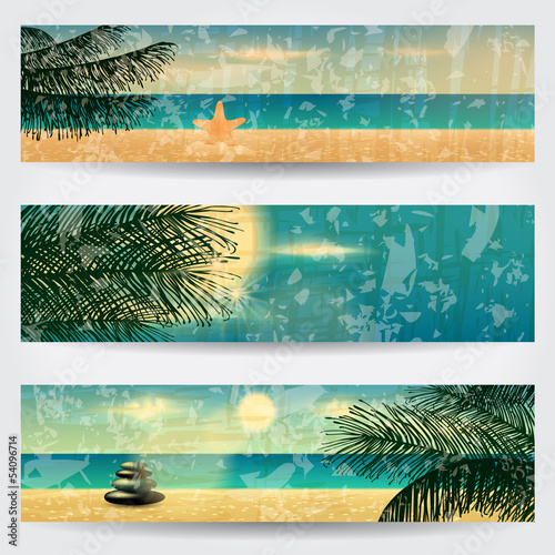 Set of retro summer web banners