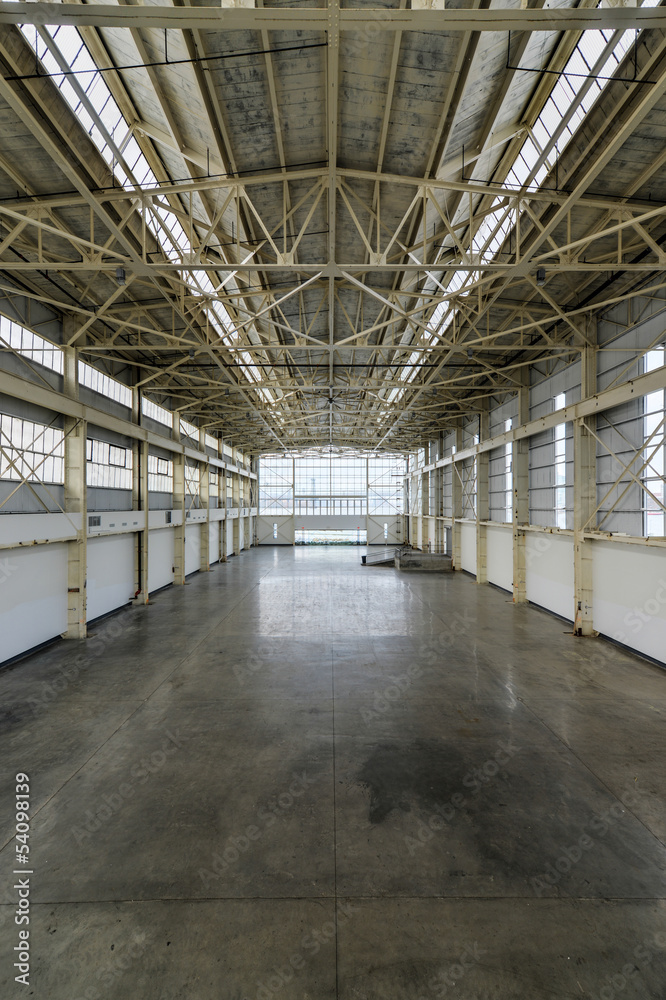 Newly constructed empty warehouse/factory from above Newly constructed empty warehouse/factory from above