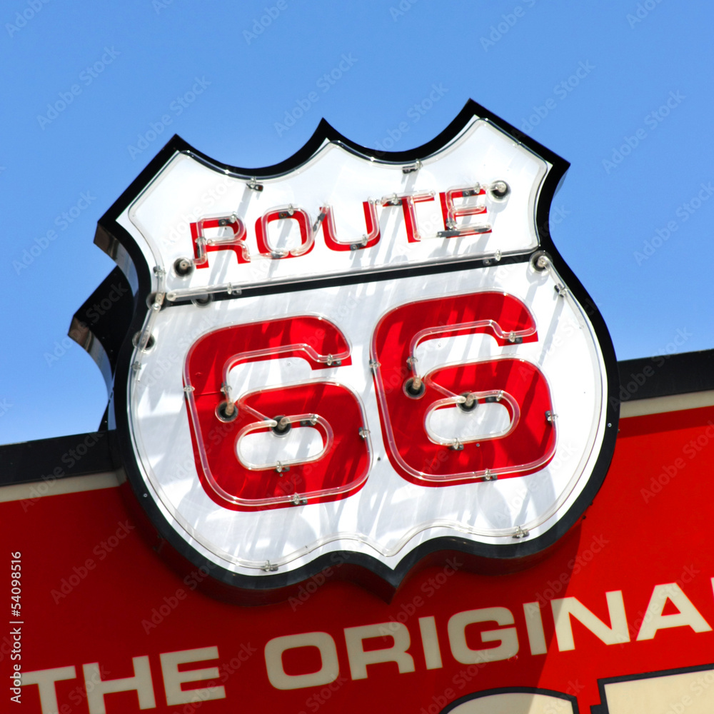 Naklejka premium Route 66 neon sign
