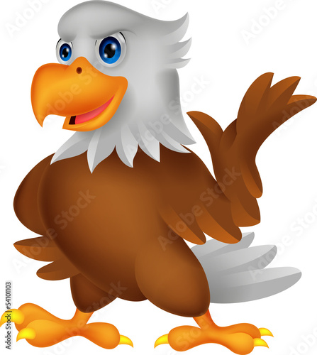 Cute eagle cartoon waving