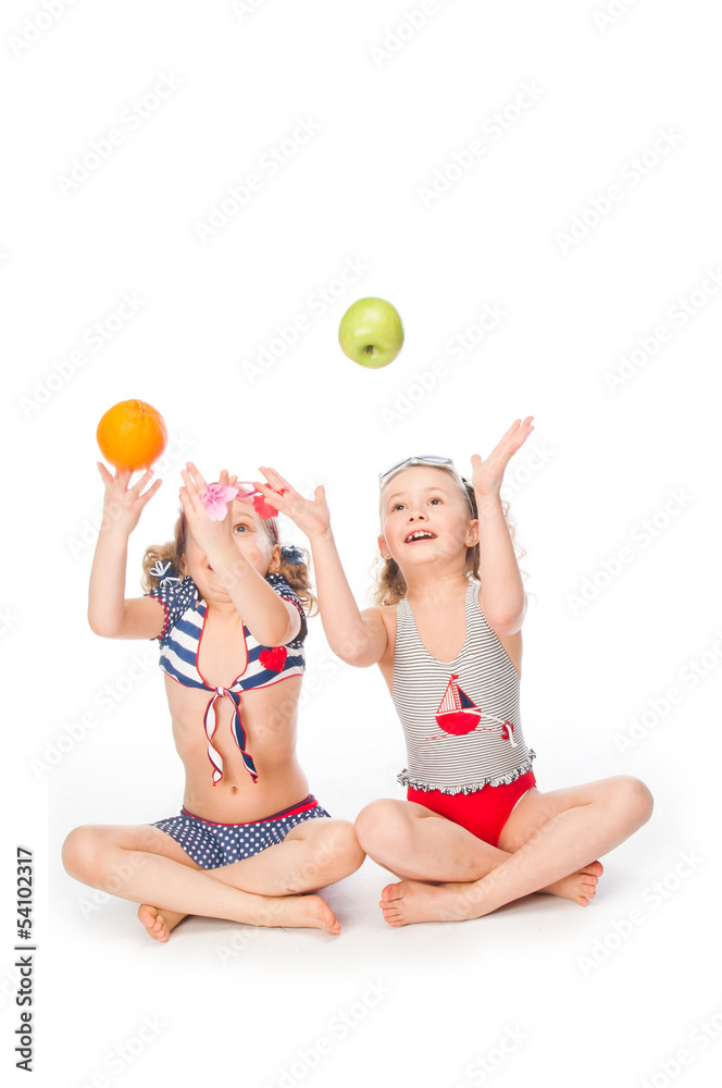 Two young and beautiful girls in bathing suits Two young and beautiful girls in bathing suits