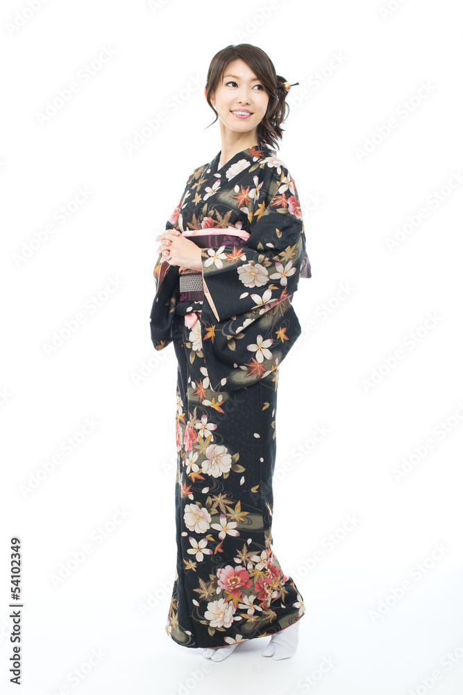 Beautiful japanese kimono woman isolated on white background Beautiful japanese kimono woman isolated on white background