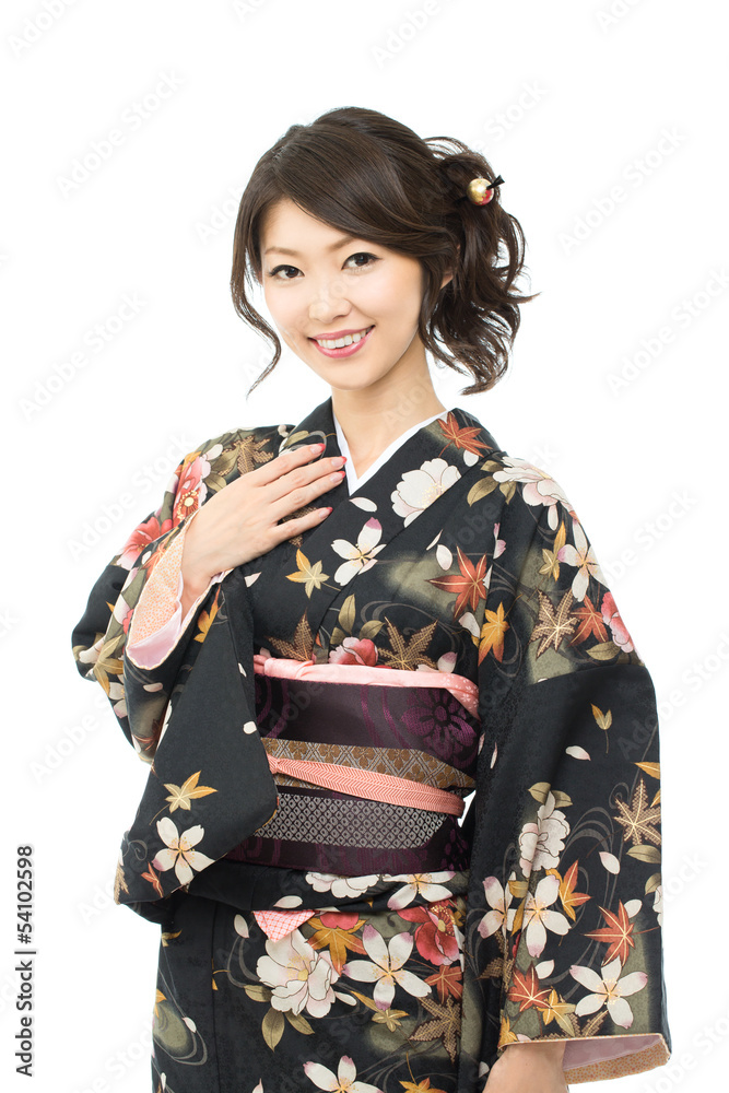 Beautiful japanese kimono woman isolated on white background Beautiful japanese kimono woman isolated on white background