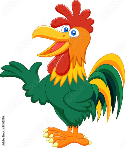 Cute rooster cartoon presenting