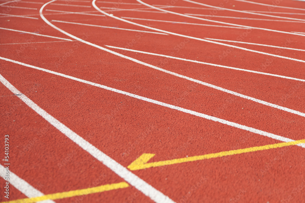 bright treadmill with turns in the stadium