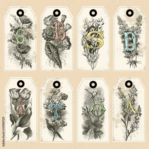 8 vintage tags